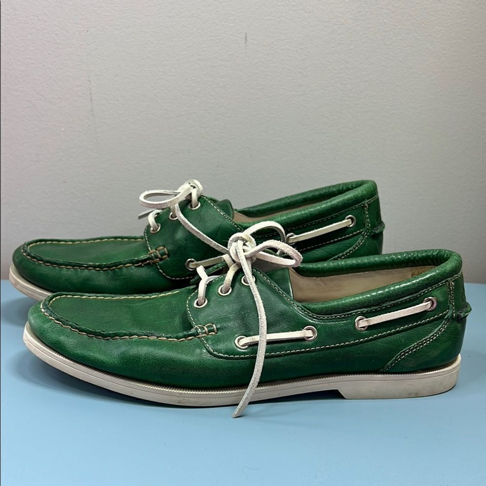 Cole Haan Hayden Tumbled Green Boat Shoes 11.5